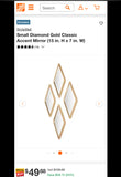 NEW Style Well Set/4 Gold (15”H x 7”W) Diamond Shape Accent Mirrors