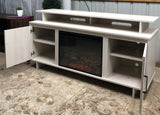 NEW Merritt Avenue Fireplace TV Console Fits Up to 74"TV  - Ivory Oak W/ Remote