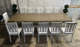 NEW 114”L Farmhouse Style 12 Person Seating Extendable Dining Table Set W/ 2 Leaves