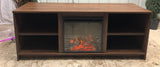 NEW 65” Dark Walnut Melonee 2 Shelves Tv Stand W/ Electric Heat Fireplace