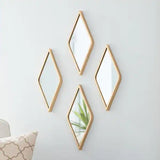 NEW Style Well Set/4 Gold (15”H x 7”W) Diamond Shape Accent Mirrors