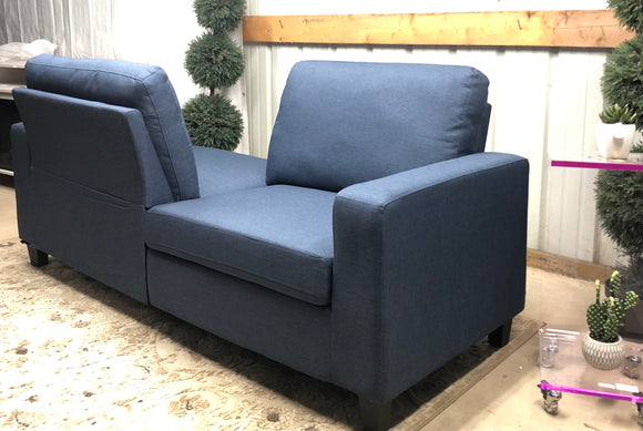 NEW Blue Linen Double Side Seating Sofa