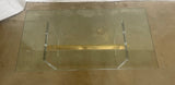 NEW Safavieh Acrylic Top Couture Corbyn Coffee Table W/ Gold Trestle