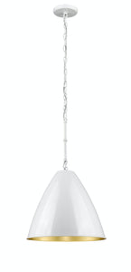 NEW 15 Inch Farmhouse Cone Pendant White and Gold By CFC Lighting.